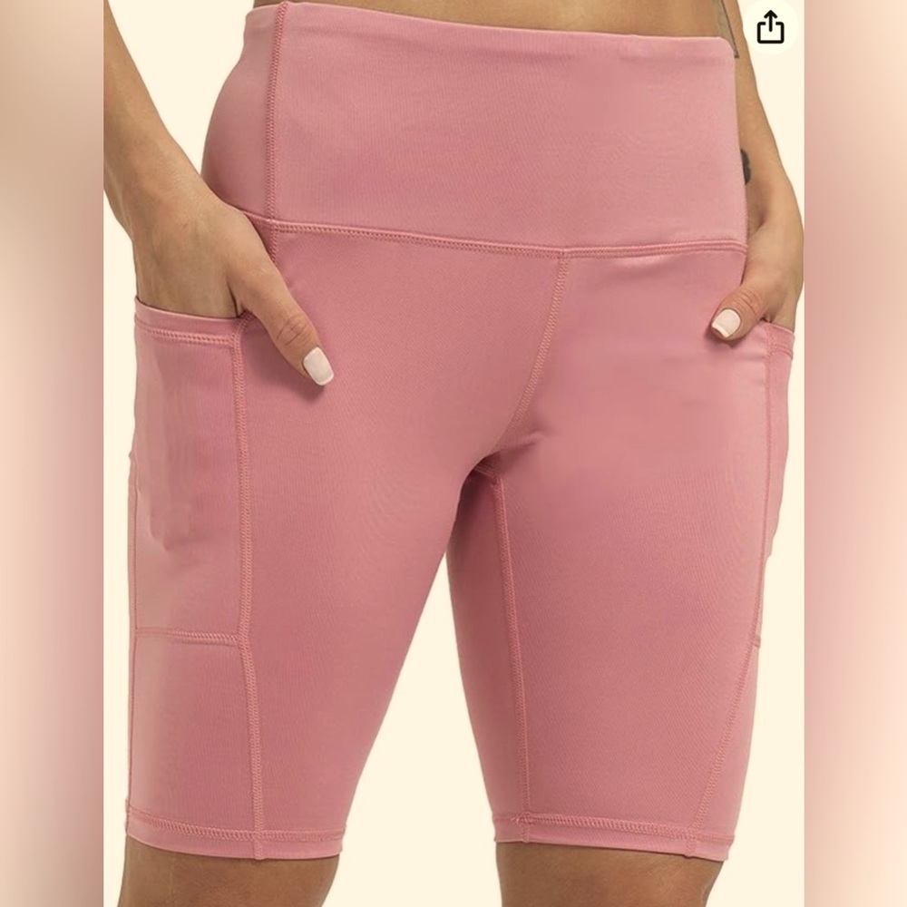 High Waist Biker Yoga Workout Shorts with Pockets - Picture 5 of 13